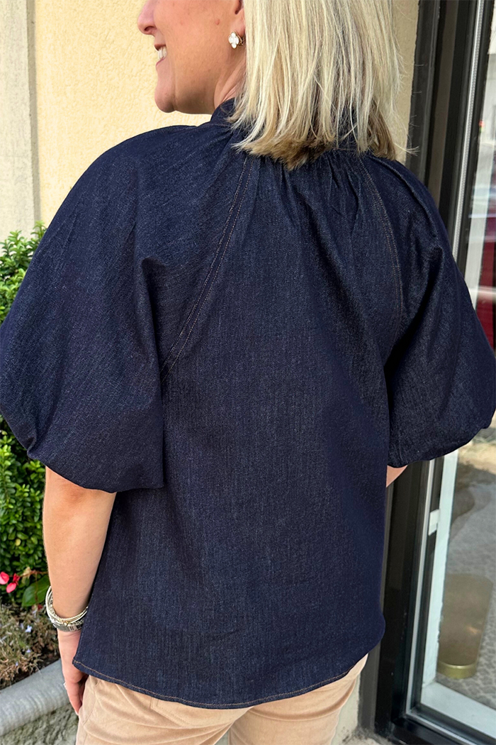 Button Detail Denim Top