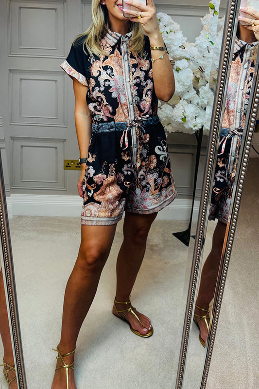 Casual Belt Pocket Romper