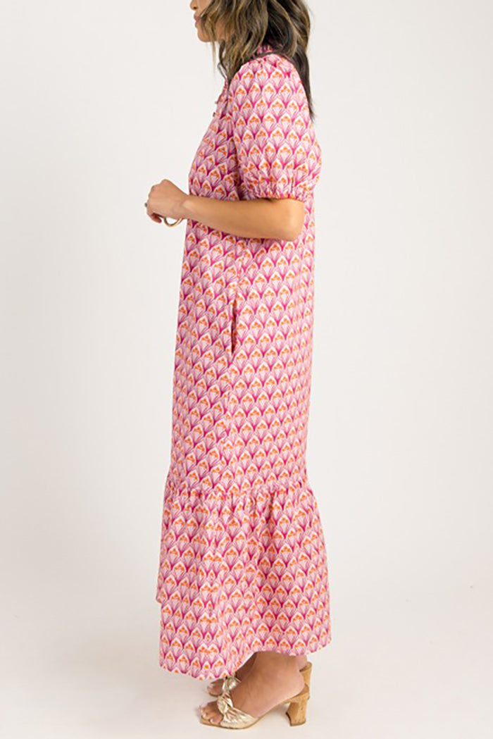 Puff Sleeve Ruffles Hem Dress