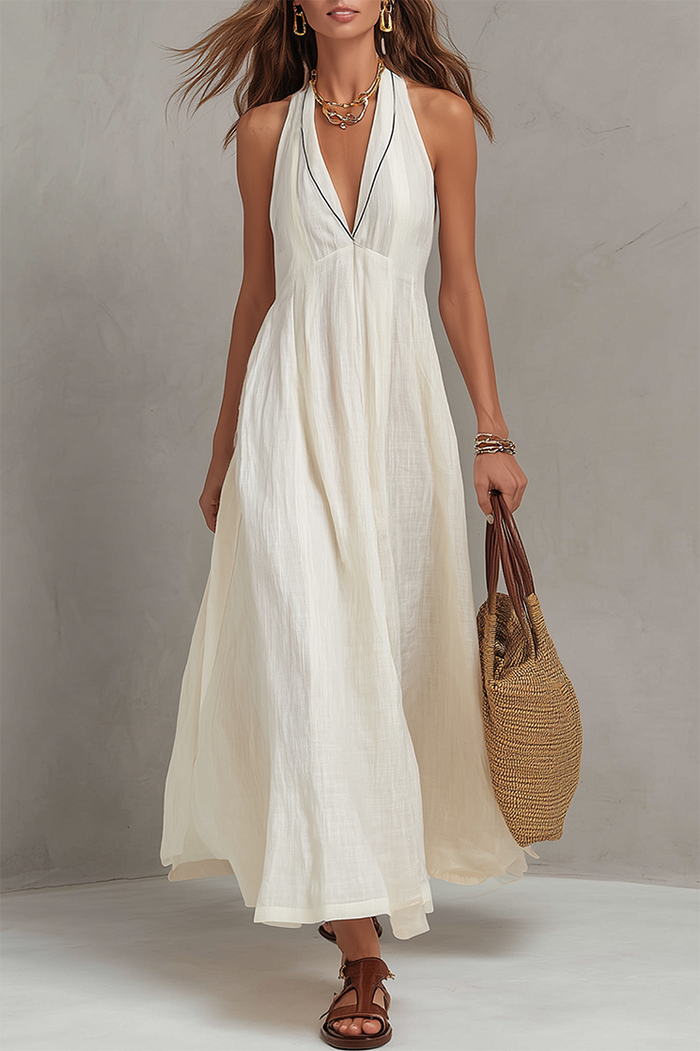 Halter Neck A Line Maxi Dress
