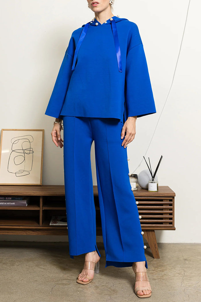 Embellished Hooded Relaxed-Fit Two-Piece Set