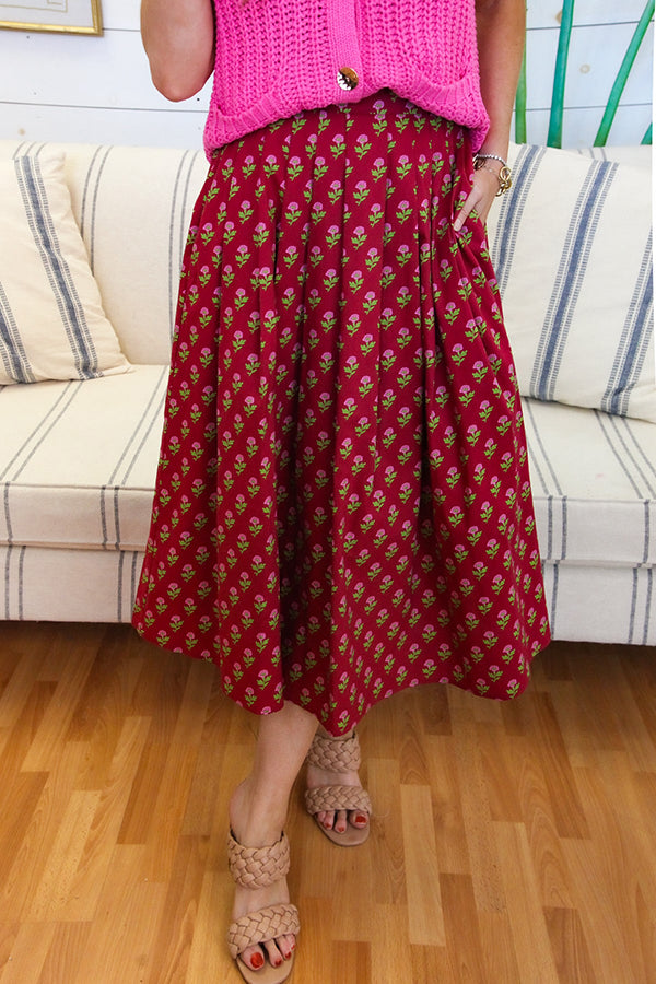 Casual Floral Pocket Skirt