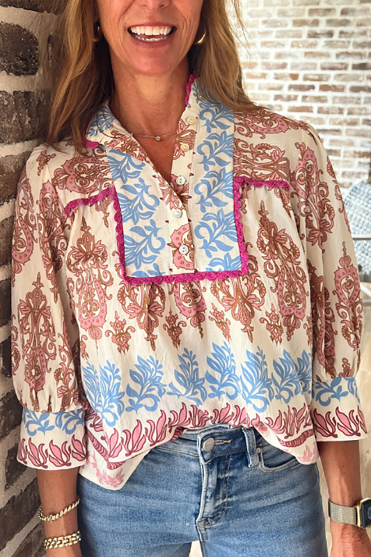 Retro Patterned Knitted Detail Top