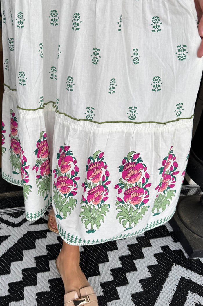 Ruffled Flutter Sleeve Floral Maxi Dress