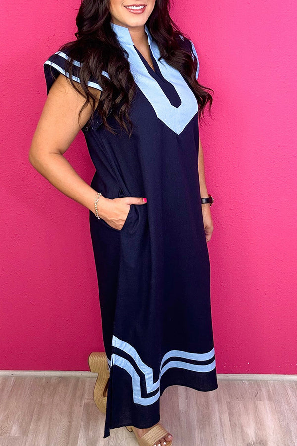 Casual V-Neck Midi Dress