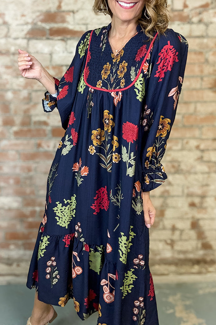 Smocked Yoke Floral Maxi Dress
