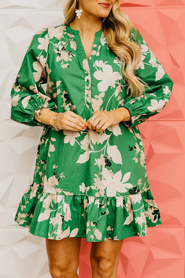 Floral Pleated Hem Dress