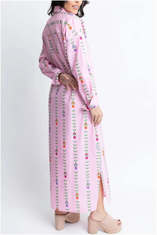 Floral Vine Poplin Shirt Dress