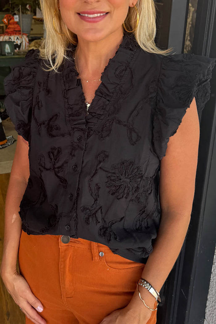 Ruffles Sleeve Button Top