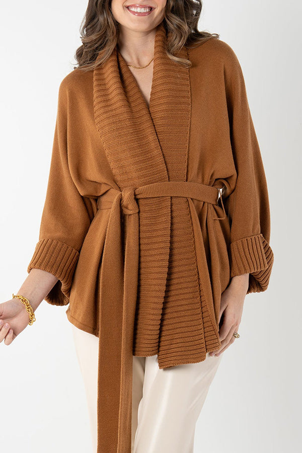 Chunky Rib Knit Trim Cardigan