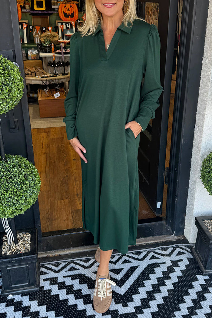 Casual Solid Color Pocket Dress