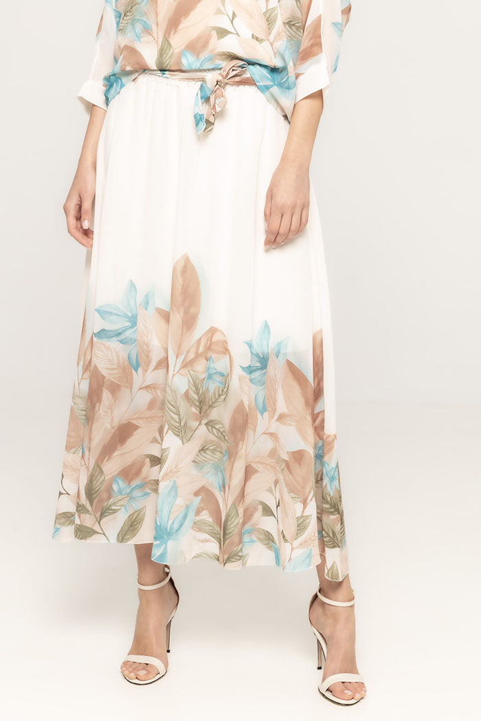 Casual Floral 3/4 Sleeve Skirt Set