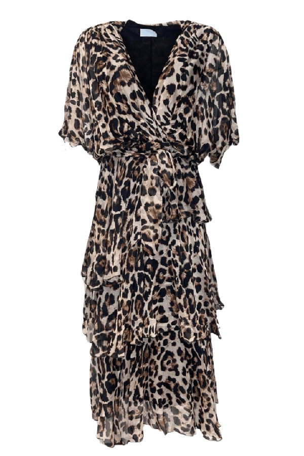Casual Leopard Ruffles Dress
