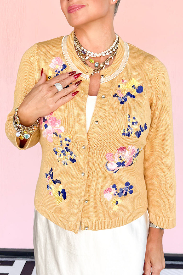Casual Floral Embroidered Cardigan