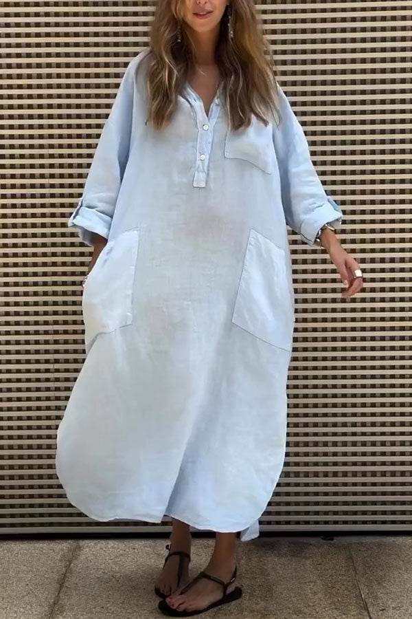 Casual Solid Color Pocket Dress