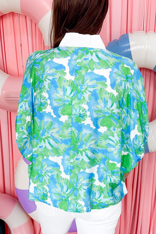 Casual Puff Sleeve Floral Top