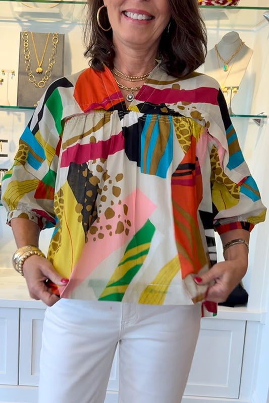 Casual Abstract Print Top