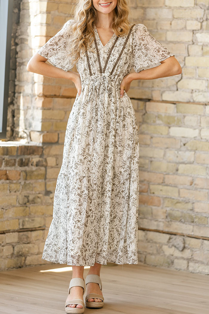 Floral Short Sleeve Pocket Dress