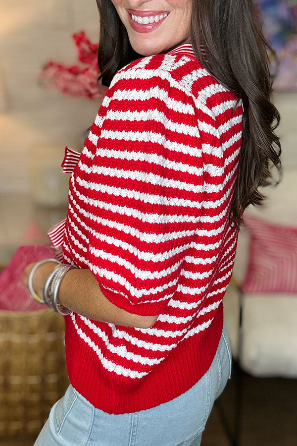 Casual Stripes Bow Top