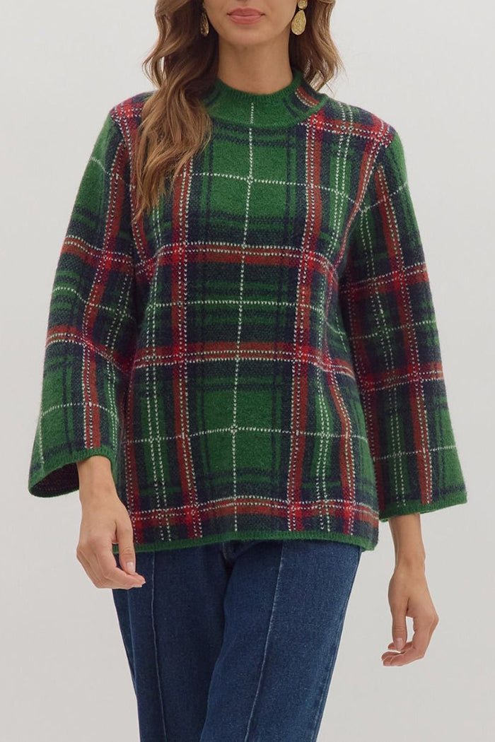 Traditional Plaid Knit Sweater