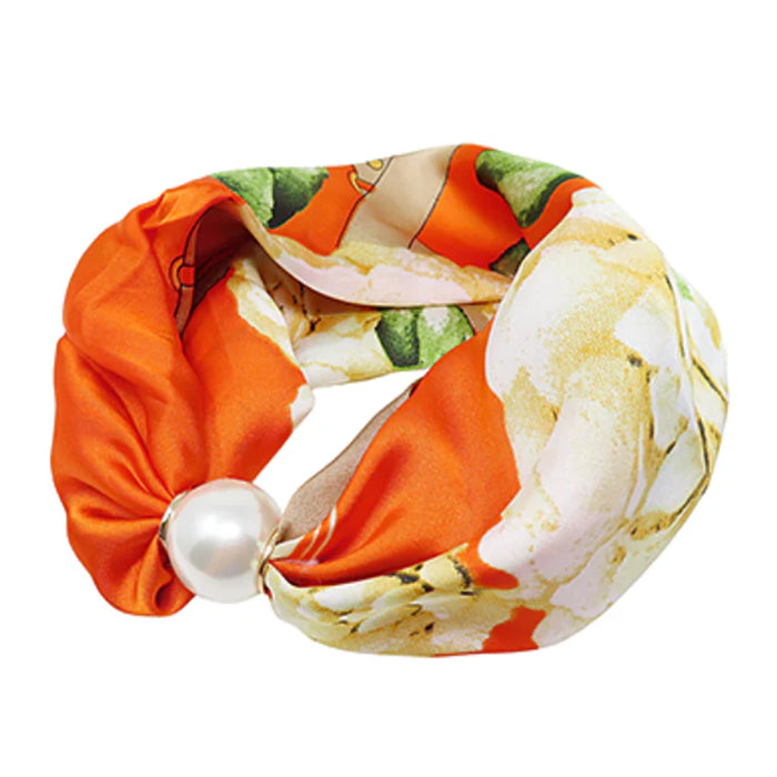 Pearl Magnet Floral Scarf Necklace