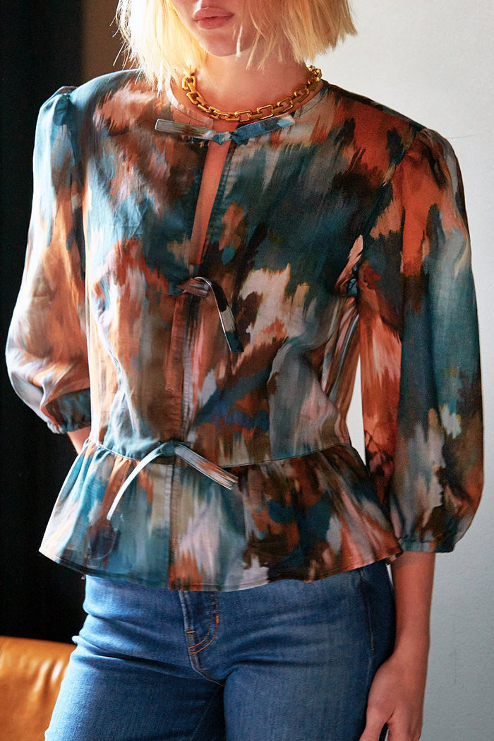 Bold Print Cotton Voile Blouse