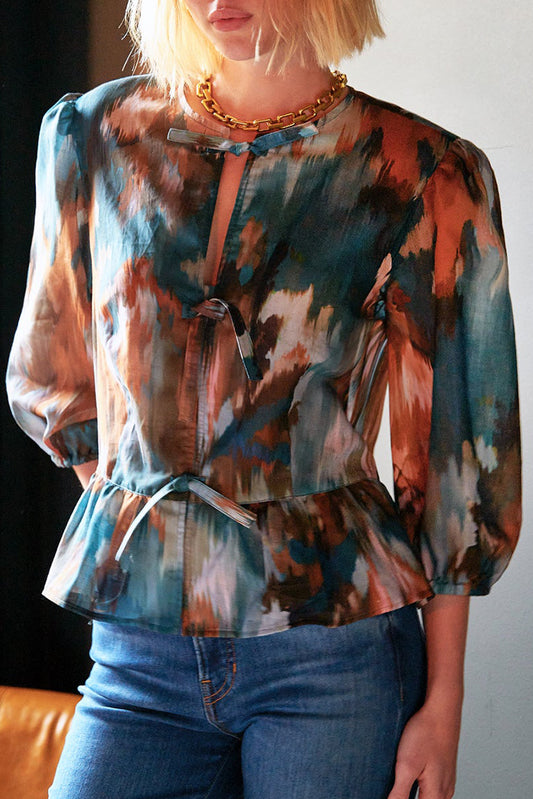 Bold Print Cotton Voile Blouse