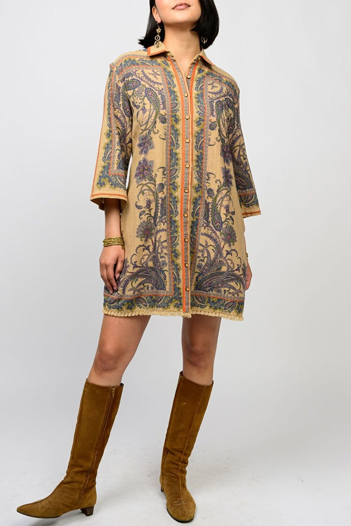 Casual Paisley Border Shirtdress