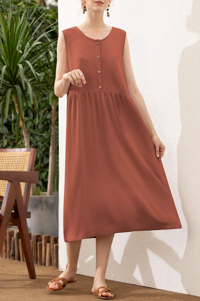 Sleeveless Solid Pocket Dress