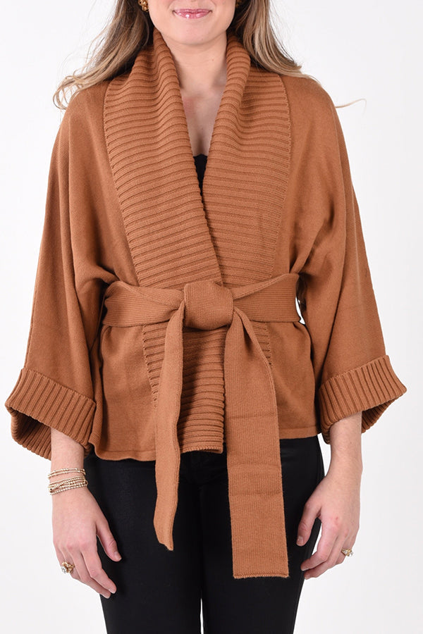 Chunky Rib Knit Trim Cardigan