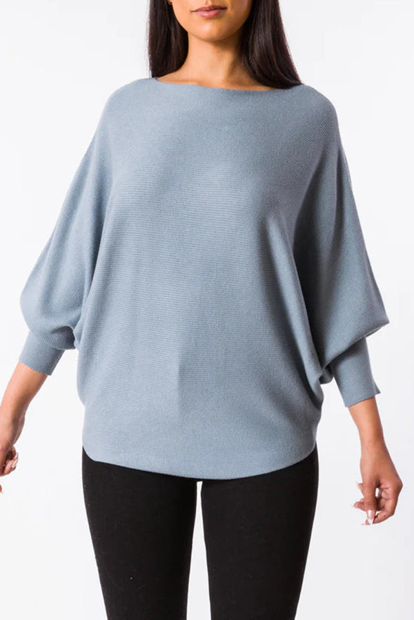 Solid Color Bat Sleeved Sweater