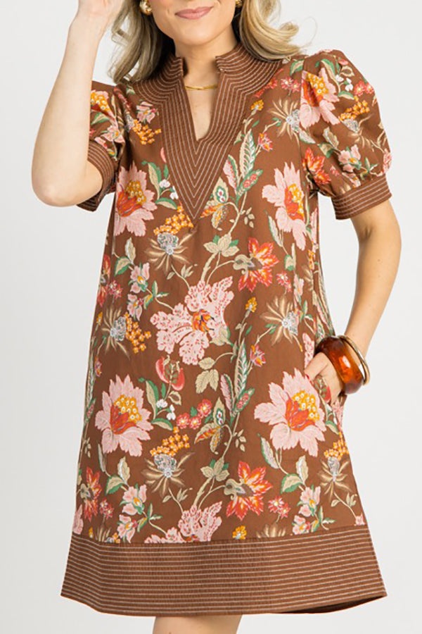 Casual Pocket Floral Dress