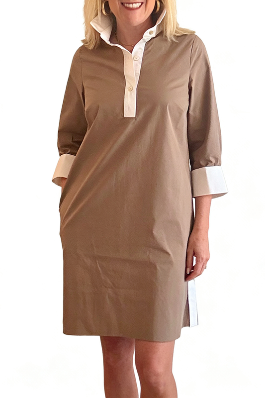 Contrast Trim Pocket Dress