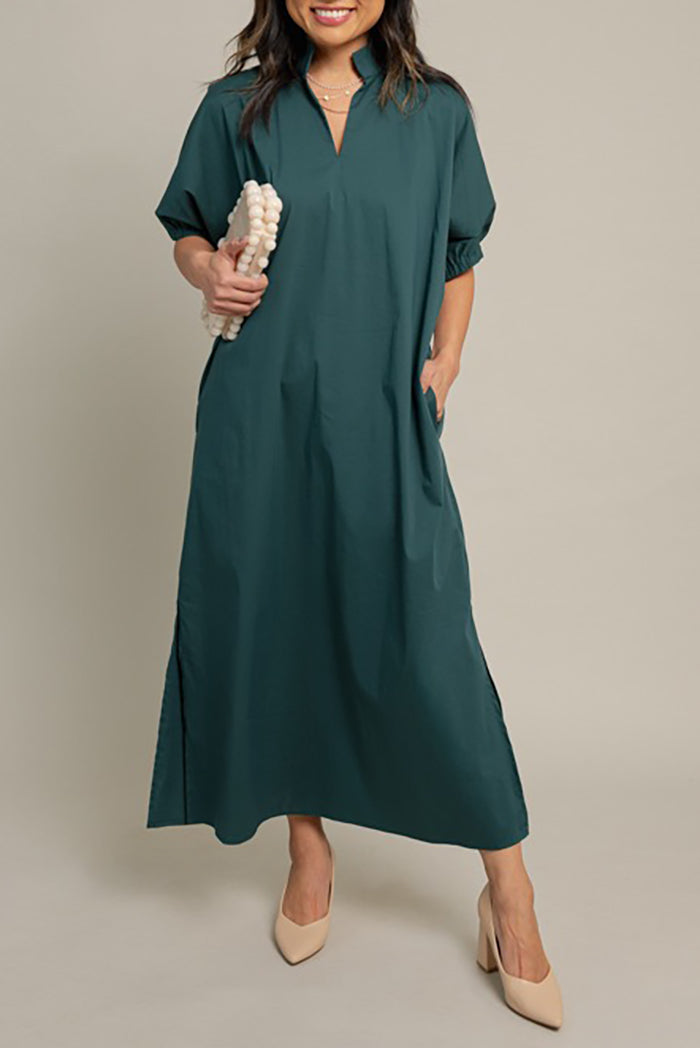 V-Neck Slit Pocket Maxi Dress