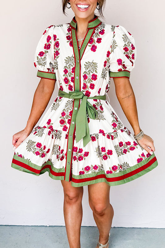 Ruffles Hem Floral  Pocket Dress