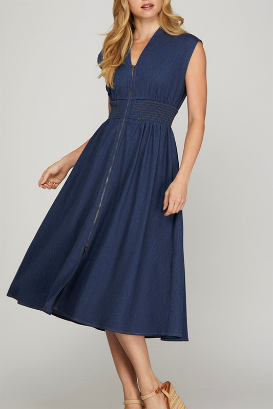 Casual Zipper Pocket Dress