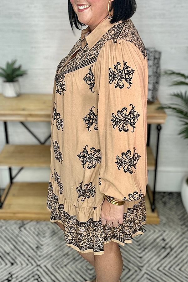 Casual Retro Printed Dress