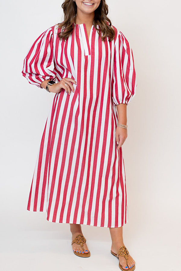 Casual Striped Midi Dress