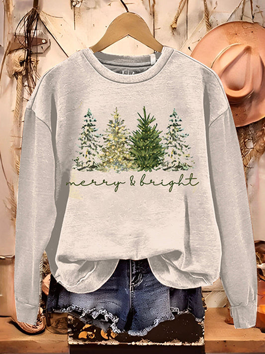 Casual Christmas Tree Pattern Top