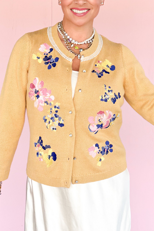 Casual Floral Embroidered Cardigan