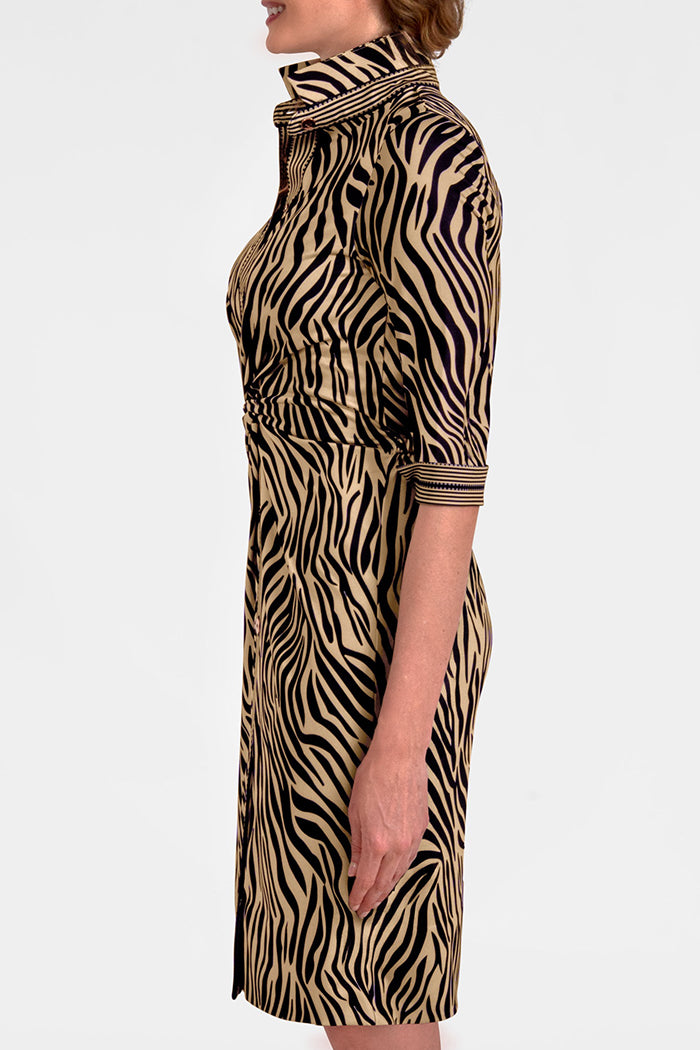 Zebra Twist-Front Polo Sheath Dress