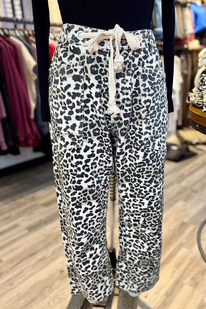 Casual Leopard Print Drawstring Pants