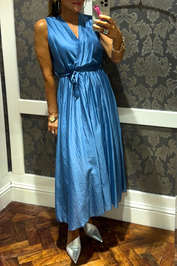 Casual Belt Pleated Dress