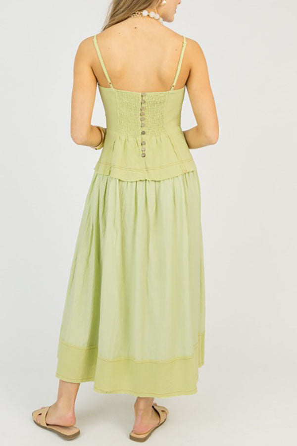 Back Buttons Halter Dress