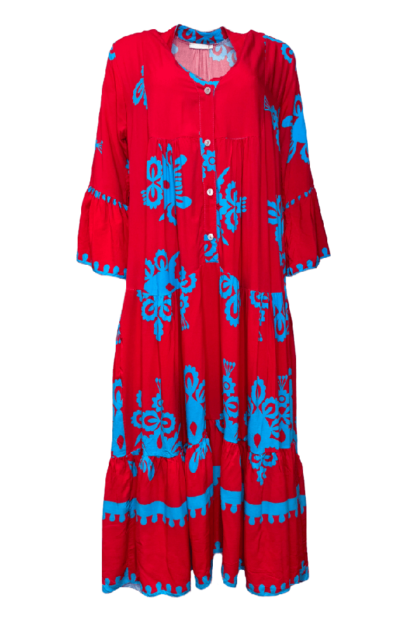 Casual Retro Patterned Pleated Dress