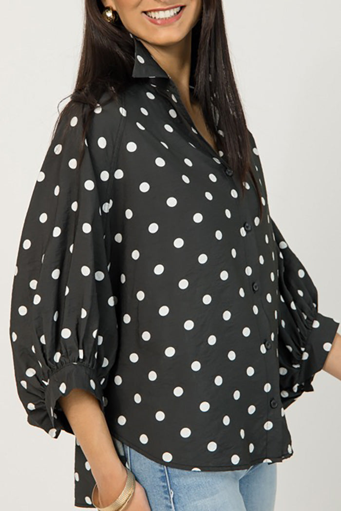 Polka Dot Button Down Top