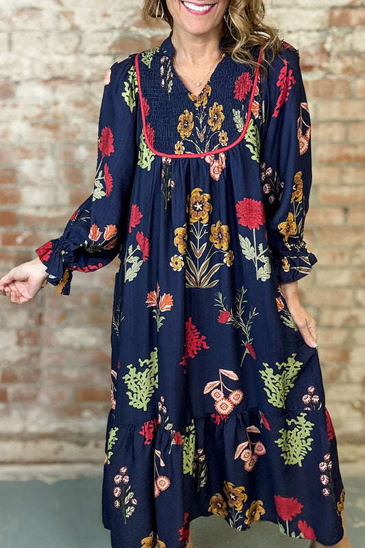 Smocked Yoke Floral Maxi Dress