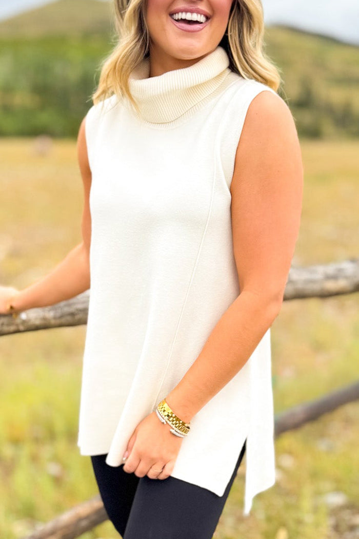 Sleeveless Mock Neck Sweater
