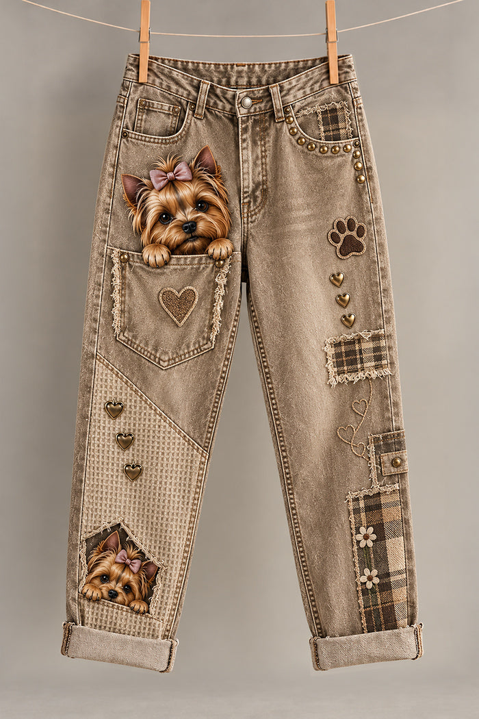 Yorkie Patchwork Pocket Jeans