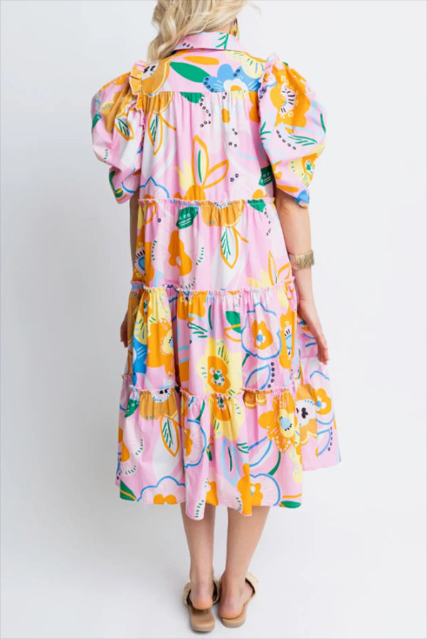 Casual Artist Floral Tiered Dress